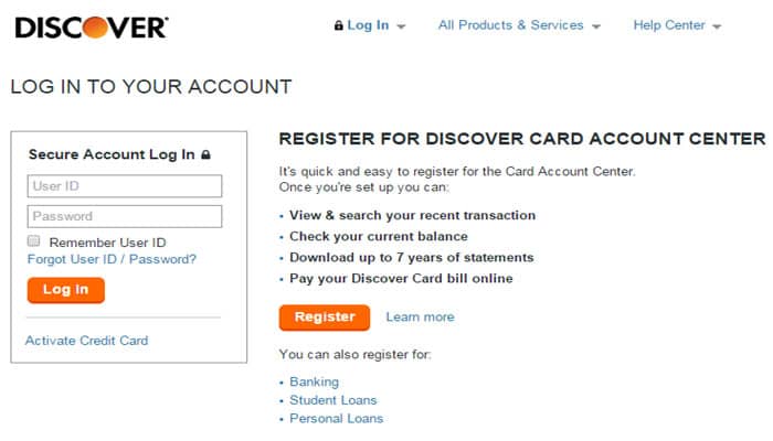 Discover Login Screeen Discover Login Screeen