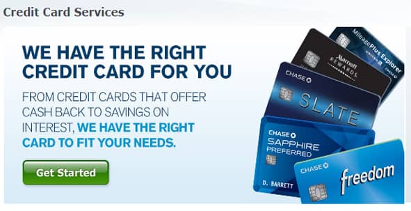 Screenshot of Chase.com credit card services. Screenshot of Chase.com credit card services.
