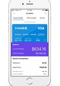 Image of iPhone displaying Plastc Wallet app