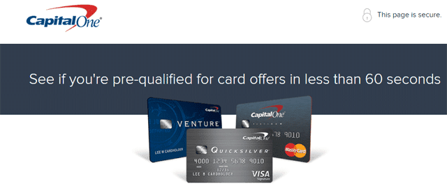 Screenshot of Capital One Pre-Qualify Questionnaire
