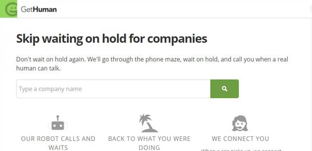 Screenshot of GetHuman's robo-call service Screenshot of GetHuman's robo-call service
