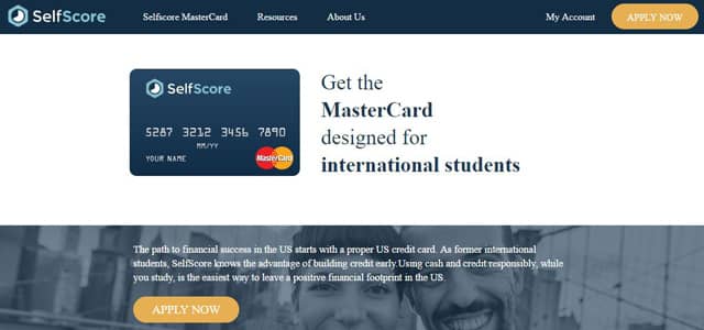 Screenshot of SelfScore's MasterCard page