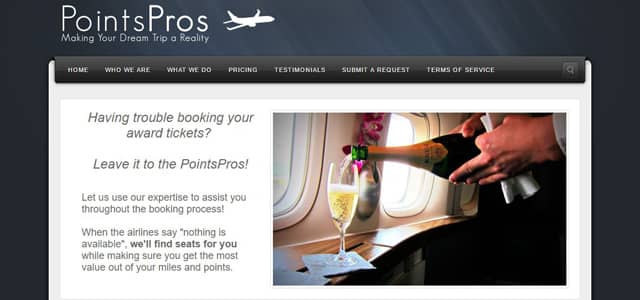 Screenshot of PointsPros website