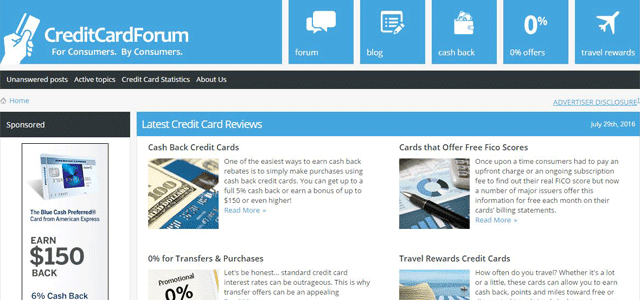 Screenshot of CreditCardForum's homepage Screenshot of CreditCardForum's homepage
