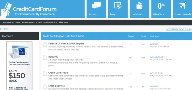 Screenshot of the forums on CreditCardForums Screenshot of the forums on CreditCardForums