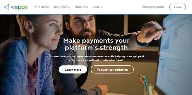 Screenshot of WePay homepage Screenshot of WePay homepage