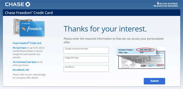 Screen shot of GetChaseFreedom.com
