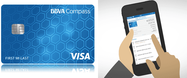 Collage of ClearPoints credit card and artistic rendering of the BBVA app