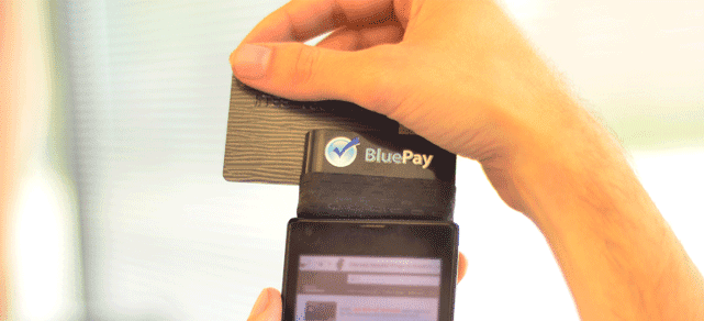 Photo of a BluePay credit card reader