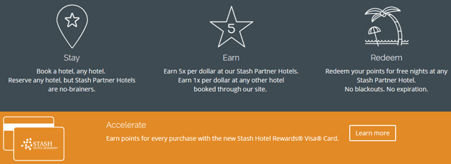 screenshot of stash hotel rewards program page