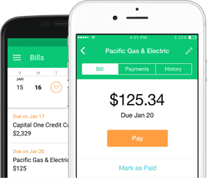 screenshot of mint bill pay feature screenshot of mint bill pay feature