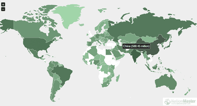 Screenshot of NationMaster population map
