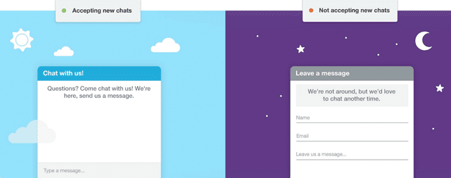 Screenshot of Olark's Day and Night Chat Settings