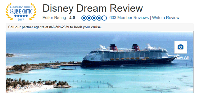 Screenshot of a Cruise Critic review of the Disney Dream