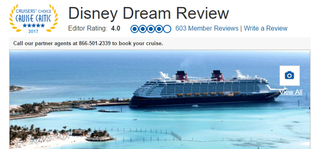 Screenshot of a Cruise Critic review of the Disney Dream Screenshot of a Cruise Critic review of the Disney Dream