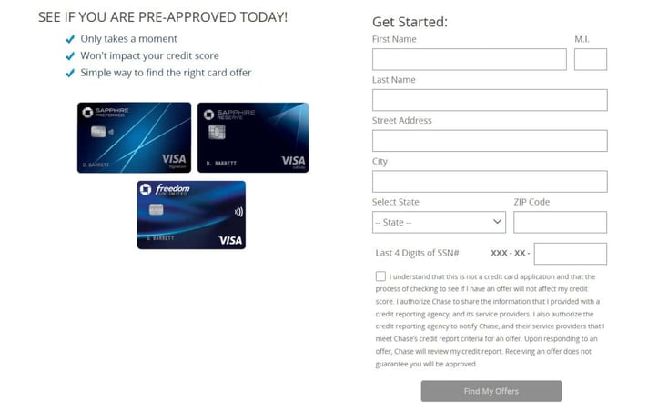 Chase preapproval form