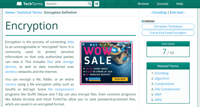 Screenshot of Tech Terms' definition of encryption