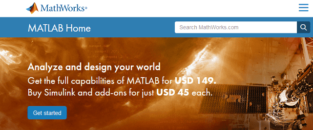 Screenshot of MATLAB Download Page