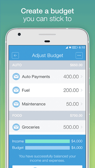 Screenshot of Mvelopes App Screenshot of Mvelopes App