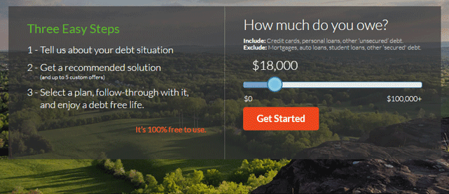 Screenshot from the Debt Navigator tool Screenshot from the Debt Navigator tool
