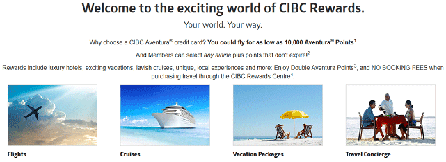 Screenshot of Adventura Travel Rewards Page