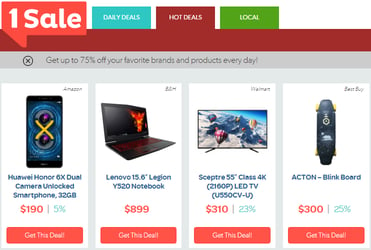 Screenshot of 1Sale Hot Deals page
