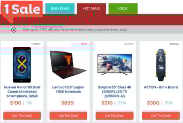 Screenshot of 1Sale Hot Deals page Screenshot of 1Sale Hot Deals page