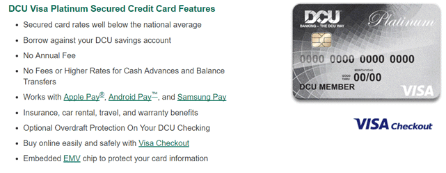 Screenshot of the DCU Visa Platinum Secured Credit Card