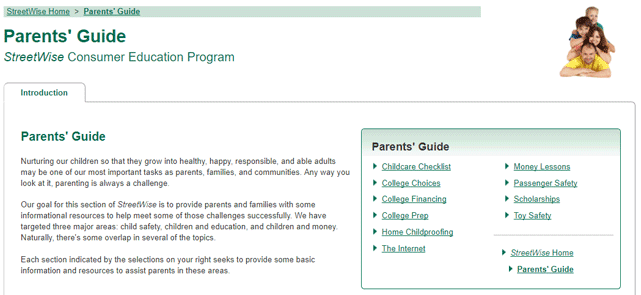 Screenshot of the DCU Parents' Guide Screenshot of the DCU Parents' Guide