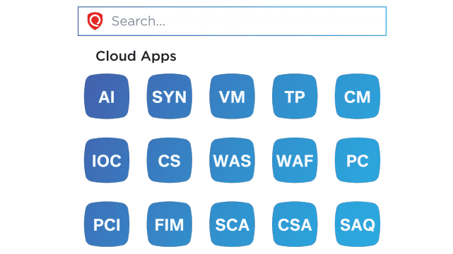 Screenshot of applications within the Qualys suite Screenshot of applications within the Qualys suite