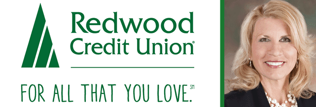 Collage of Redwood Credit Union Logo and a Portrait of Robin McKenzie