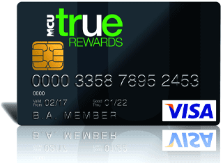 Image of an MCU TRUE Rewards Card Back VISA