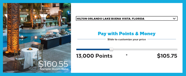 Screenshot of the Hilton Honors Points and Money Slider Screenshot of the Hilton Honors Points and Money Slider