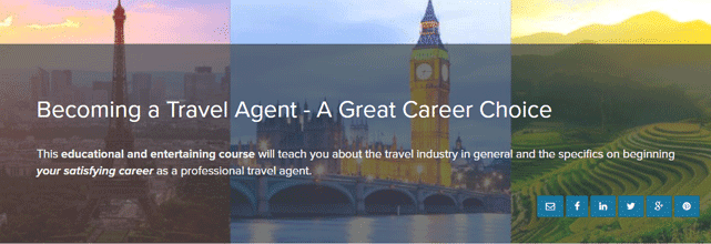 Screenshot from the Becoming a Travel Agent Course Page