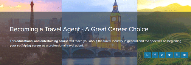 Screenshot from the Becoming a Travel Agent Course Page Screenshot from the Becoming a Travel Agent Course Page