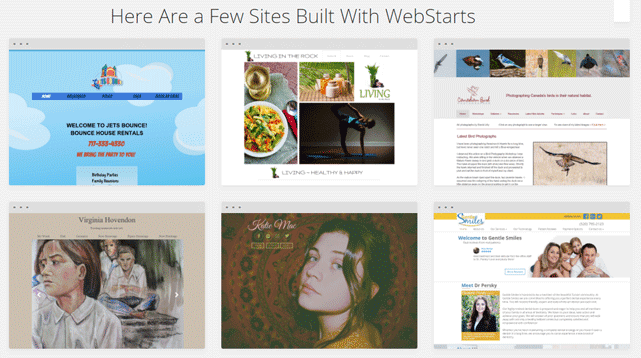Screenshot of Examples of Sites Built on WebStarts