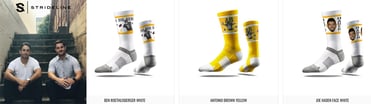 Photo of Strideline founders and socks Photo of Strideline founders and socks