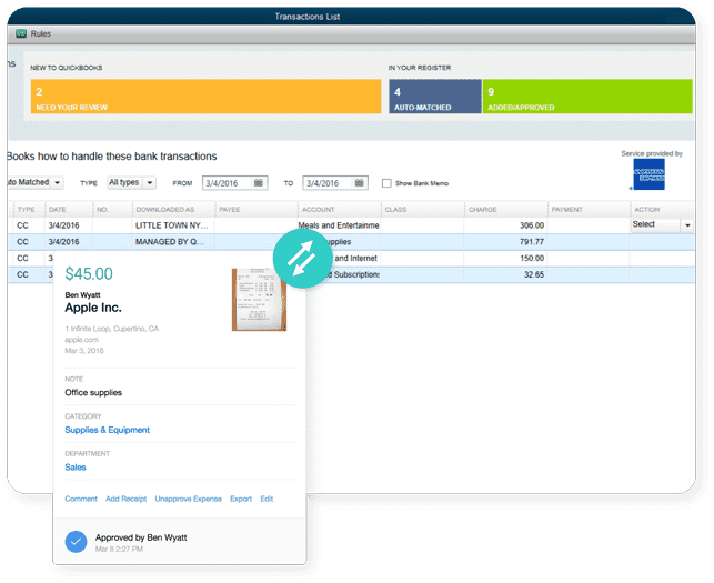 A Screenshot of Abacus Running on QuickBooks