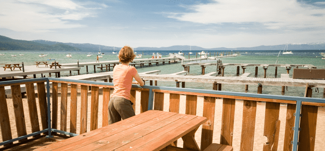 Photo of a woman on the marina deck Photo of a woman on the marina deck