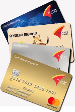 A Photo of Four of the Mastercard Cards Offered Through Banner Bank