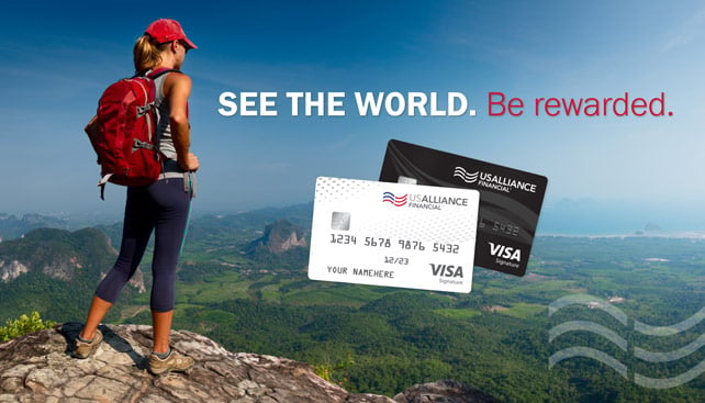 Photo of an ad for USAlliance Signature cards