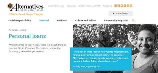 A screenshot of the Back on Track loans page A screenshot of the Back on Track loans page