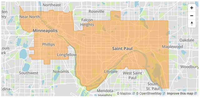 St. Paul Federal Credit Union service area map St. Paul Federal Credit Union service area map