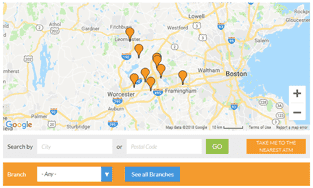Map of Avidia Bank locations Map of Avidia Bank locations