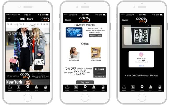 Screenshots of Omnyway technology as a branded app Screenshots of Omnyway technology as a branded app