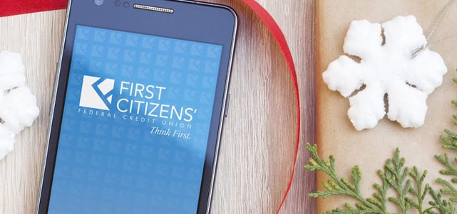 Photo of First Citizens' Federal Credit Union app on a mobile device