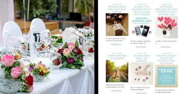 Screenshot of The Budget Savvy Bride feature articles