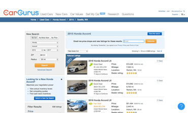 Screenshot of CarGurus' auto marketplace Screenshot of CarGurus' auto marketplace