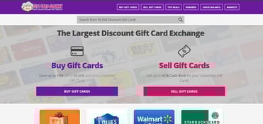A screenshot of Gift Card Granny's marketplace