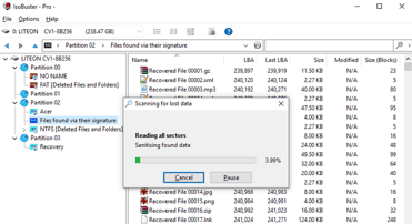 Screenshot of IsoBuster scanning a computer Screenshot of IsoBuster scanning a computer